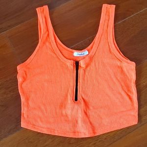 Neon orange crop tank top